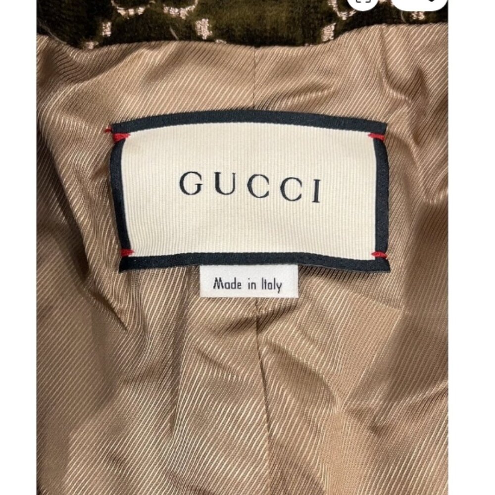 GUCCI GG LOGO MONOGRAM COAT SZ: EU(IT) 38 / US 2 SOFT RICH VELVET & LEATHER - Picture 15 of 16